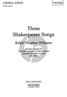 Vaughan Williams 3 Shakespeare Songs S(S)ATB a Cappella