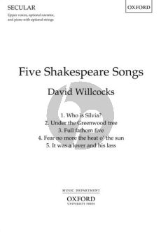 Willcocks Five Shakespeare Songs SSA (narrator opt.)-Piano