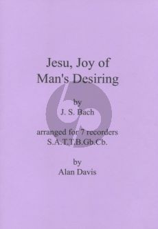 Bach Jesu, Joy of Man's Desiring for 7 Recorders SATTBGbCb Score and Parts (Arranged by Alan Davis)