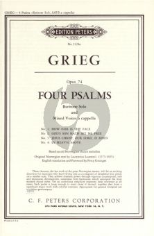 Grieg 4 Psalmen Op.74 Baritone-SATB (English) (Peters)