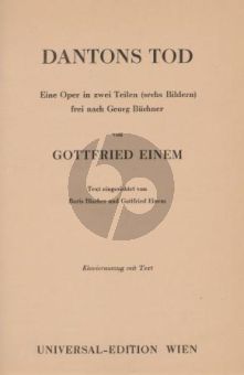 Einem Dantons Tod Op. 6 Vocal Score