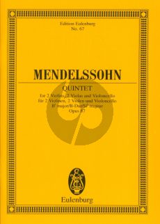 Mendelssohn Streichquintett B-dur Op. 87 2 Vi.-2 Va.-Vc. (Studienpartitur)