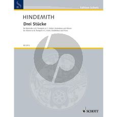 Hindemith 3 Stucke fur Klarinette, Trompete (C), Violine, Kontrabass und Klavier Stimmen