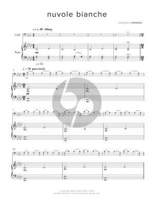 Nuvole Bianche by Ludovico Einaudi - Cello Solo - Digital Sheet Music