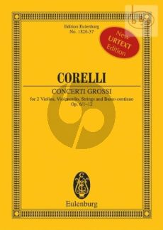 Corelli 12 Concerti Grossi Op.6 (1 - 12) 2 Vi.-Vc.-Str.- Bc. Study Score (edited by Richard Platt)