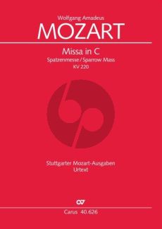 Mozart Missa Brevis C-dur KV 220 (Spatzen-Messe) SATB Soli-Chor SATB und Orchester (Partitur) (Berthold Over)