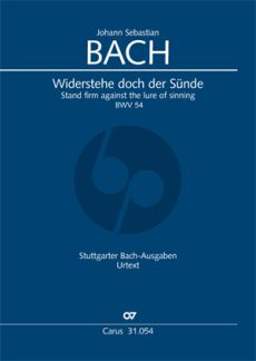 Bach Kantate BWV 54 Widerstehe doch der Sünde Altst.-Chor-Orch. Klavierauszug