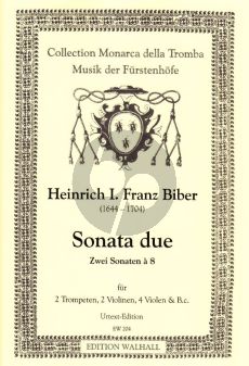 Biber Sonate a due a 8 2 Trompeten-2 Vi.-4 Va. und Bc (Part./Stimmen)