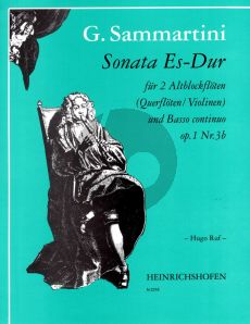 Sammartini Sonata Es-dur Op. 1 No. 3B 2 Altblockflöten [Fl./Vi.] und Bc (Part./Stimmen) (Hugo Ruf)