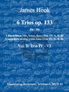 Hook 6 Trios Op.133 Vol.2 (No.4 - 6) 3 Blockfloten (ATB) (Partitur