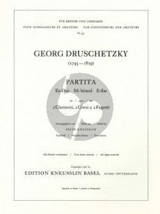 Druschetzky Partita Es-dur 2 Klar. [Bb]- 2 Horner [F]- 2 Fagotten (Stimmen) (Fritz Kneusslin)