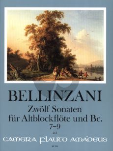 Bellinzani 12 Sonatas Op.3 Vol.3 No.7 - 9 for Treble Recorder [Flute/Violin] and Bc (edited by Winfried Michel)