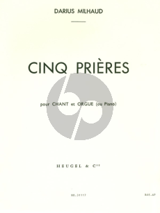 Milhaud 5 Prieres Op.231c Medium Voice-Piano[Organ]