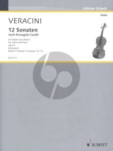 Veracini 12 Sonaten nach Op. 5 von Corelli Vol. 4 (No. 10-12) fur Violine-Bc (Herausgegeben von Walter Kolneder)