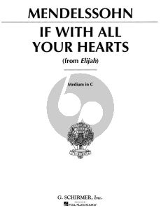 Mendelssohn If With All Your Hearts (from Elijah) for Medium Voice in C and Piano