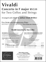Vivaldi Concerto in F-Major RV 539 for 2 Violoncellos and Orchestra Score and Parts (arranged and edited by Julian Lloyd Webber) (Grades 6–8)