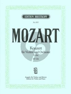 Mozart Konzert G-dur KV 216 Violine-Klavier (Cliff Eisen) (Kadenzen und Eingange von A.Manze) (Breitkopf)