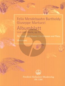 Mendelssohn Albumblatt - Lied ohne Worte Op.117 Fagott und Klavier (arr. Giuseppe Martucci)