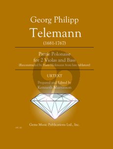 Telemann Partie Polonaise (Reconstructed by Hans Hickmann from Lute Tabl.) (2 Violas-Bass) (Score/Parts) (edited by Kenneth Martinson)