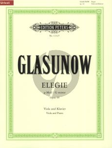 Glazunov Elegie g-minor Op.44 for Viola and Piano (edited by Rudiger Bornhoft) (Peters-Urtext)