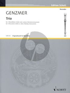 Genzmer Trio GeWV 313 3 Recorders (SAA) (Score/Parts) (1942)