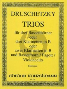 Druschetzky 8 Trios 3 Bassetthorner oder 3 Klarinetten [Bb] (Stimmen) (L. Sas-Kraszna)