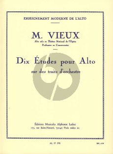 Vieux 10 Etudes sur des traits d'Orchestre Alto