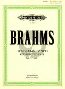 Brahms Hungarian Dances No.1 - 3 - 5 Violin and Piano (edited by Julius Klengel)