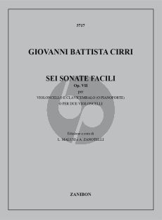 Cirri 6 Sonate Facili op.7 cello-piano (ed. Malusi and Zanotelli)