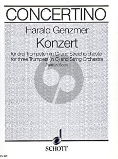 Genzmer Konzert GeWV 180 3 Trompeten in C mit Streichorchester (Partitur)