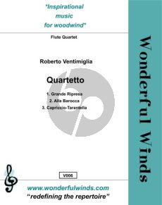 Ventimiglia Quartetto for 2 Flutes in C, Alto Flute and Bass Flute Score and Parts