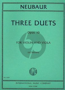 Neubauer 3 Duets Op.10 Violin and Viola (Wilhelm Altmann)