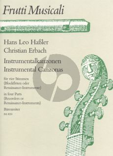 Hassler Instrumental Canzonas in 4 Parts (4 Recorders or Renaissance Instr.) (Score/Parts) (Ulrich Schmid)