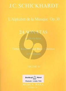 Schickhardt L'Alphabet de La Musique Op.30 - 24 Sonatas Vol.4 No.13-16 Treble Recorder and Bc (Edited by Paul J. Everett)