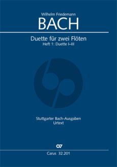 Bach Duette fur 2-floten Vol.1 No.1-3 Partitur (herausgegeben Wollny Peter)