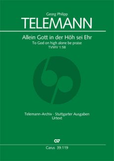 Telemann Allein Gott in der Hoh sei Ehr TWV 1:58 Baritonst.-Chor-Orchester (Partitur) (Klaus Hofmann)