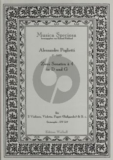 Poglietti 2 Sonaten a 4 2 Violinen-Violetta-Fagott [Bassgambe] und Bc) (Part./Stimmen) (Konrad Ruhland)