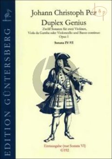 Duplex Genius (12 Sonaten) Op.1 Vol.2 (No.4 - 6) (2 Violins-Viola da Gamba[Vc.]-Bc)