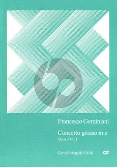 Geminiani Concerto Grosso c-moll Op.2 No.1 (2 Vi.-Va.-Vc.-Bc) Partitur