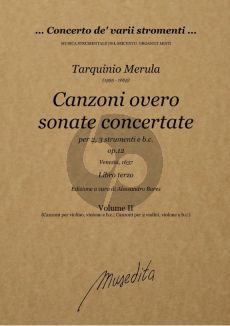 Merula Canzoni overo Sonate Concertate per Chiesa e Camera (Libro Terzo) Op.12 (Venezia, 1637) 2-3 Instruments and Bc (Score/Parts)