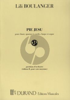 Boulanger Pie Jesu for Medium Voice, Stringquartet, Organ and Harp Score