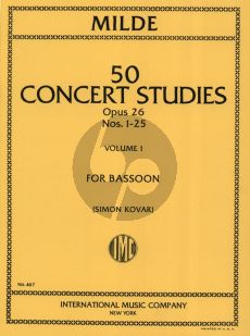 Milde 50 Concertstudies Op.26 Vol.1 (No.1-25) for Bassoon (Edited by Simon Kovar)