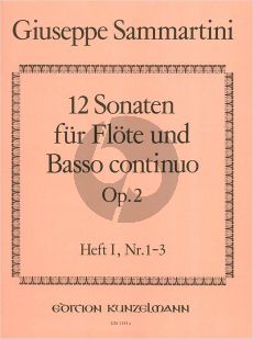 Sammartini 12 Sonaten Op.2 Vol.1 (No.1 - 3) Flöte-Bc (Istvan Mariassy)