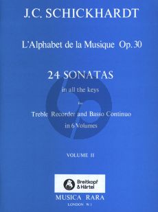 Schickhardt L'Alphabet de La Musique Op.30 - 24 Sonatas Vol.2 No.5-8 Treble Recorder and Bc (Edited by Paul J. Everett)