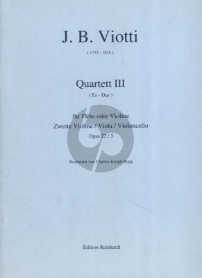 Viotti Quartett Es-dur Op. 22 No. 3 Flöte-Violine-Viola und Violoncello (Part./Stimmen) (Charles-Joseph Bopp)