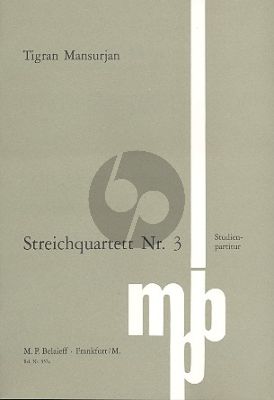 Mansurian Quartet No.3 2 Vi.-Va.-Vc. Study Score