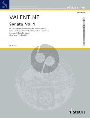 Valentine Sonata No. 1 F-major Descant or Treble Recorder and Bc (Leonard Lefkovitch and Walter Bergmann)