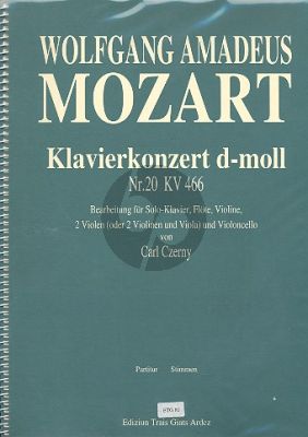 Mozart Klavierkonzert KV 466 (Klavier-Flote-Violine- 2 Violen (2 Violinen-Viola) (Part./St.) (Czerny)