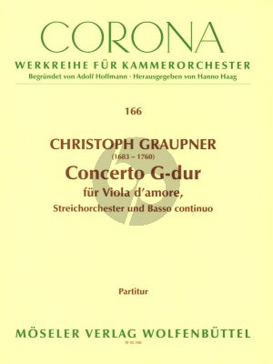 Graupner Concerto G-Dur Viola d'Amore, Streicher und Bc Partitur