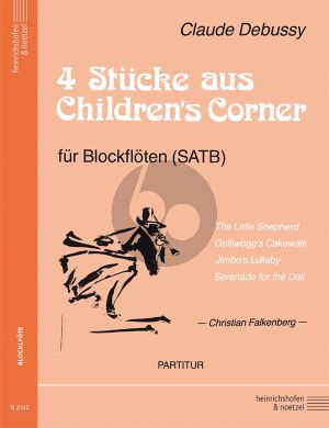 Debussy 4 Stucke aus Children's Corner 4 Blockfloten (SATB) Partitur (arr. Chr.Falkenberg)